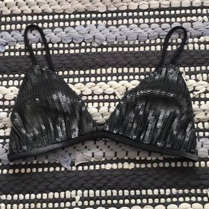Sequined Black Bralette
